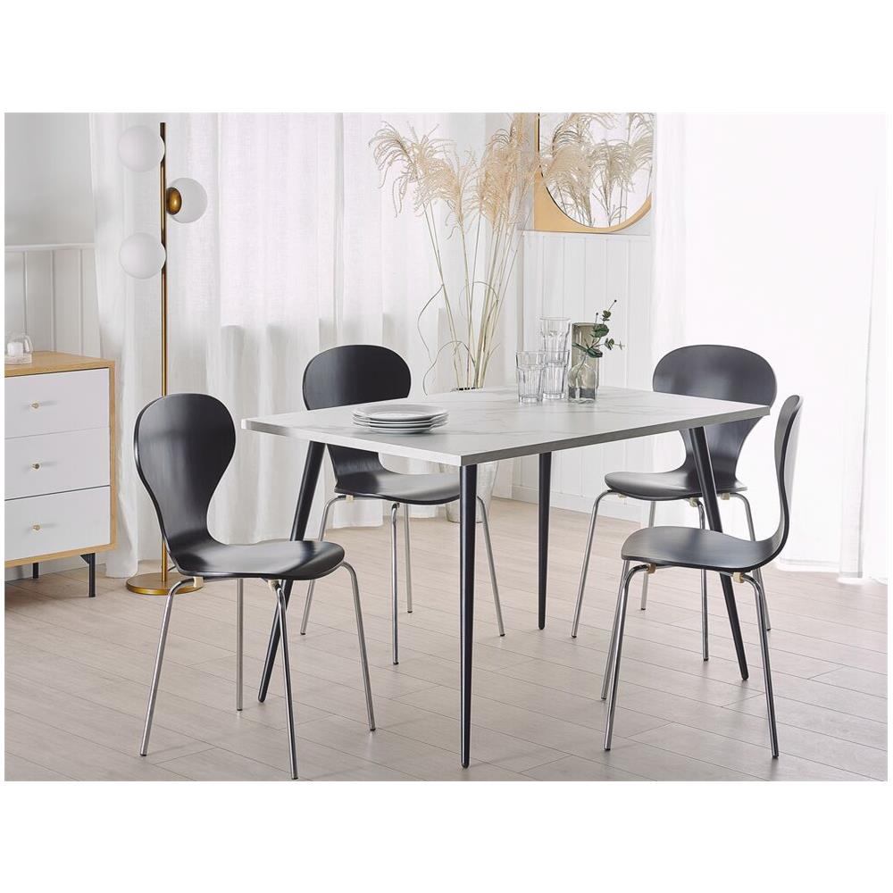 Tavolo Da Pranzo Effetto Marmo Bianco E Nero 120 X 80 Cm Santiago - Foto 2