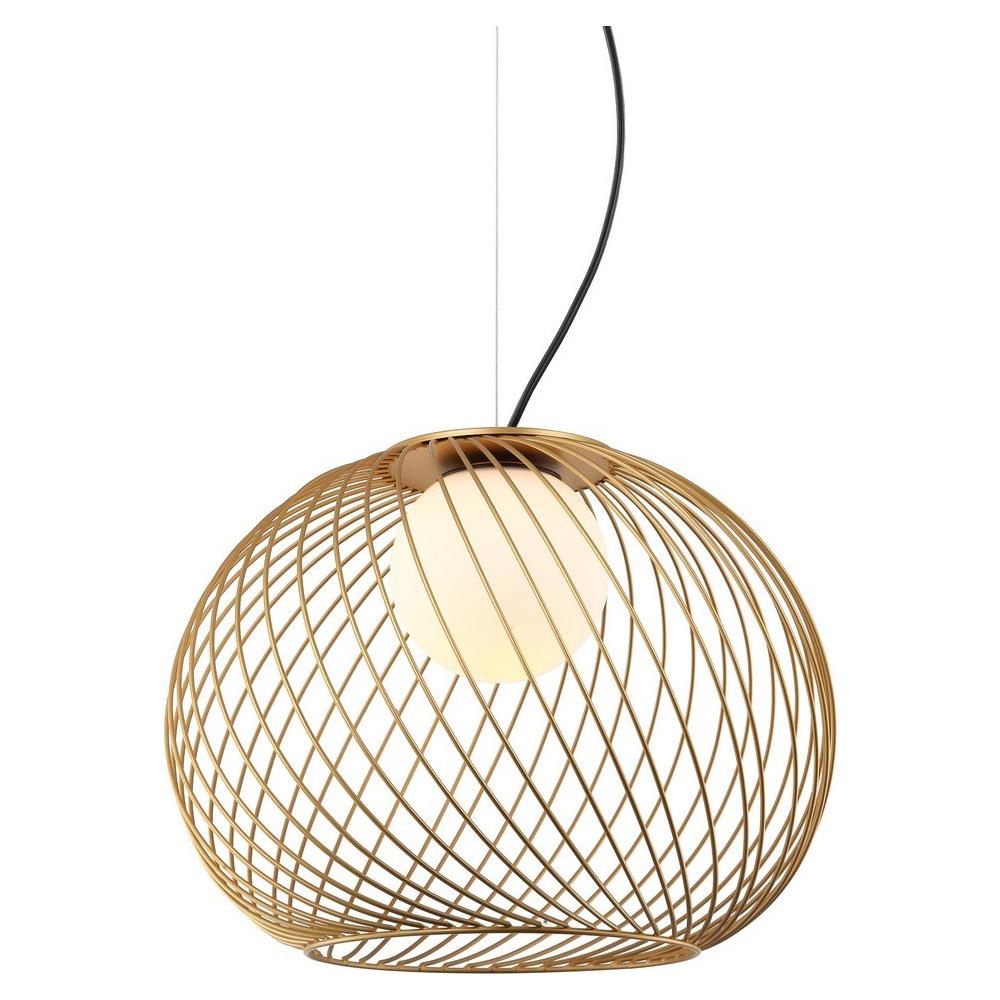Sospensione Moderna A Sospensione Dorata A 1 Luce Con Paralume Bianco, Attacco E27 - Foto 1