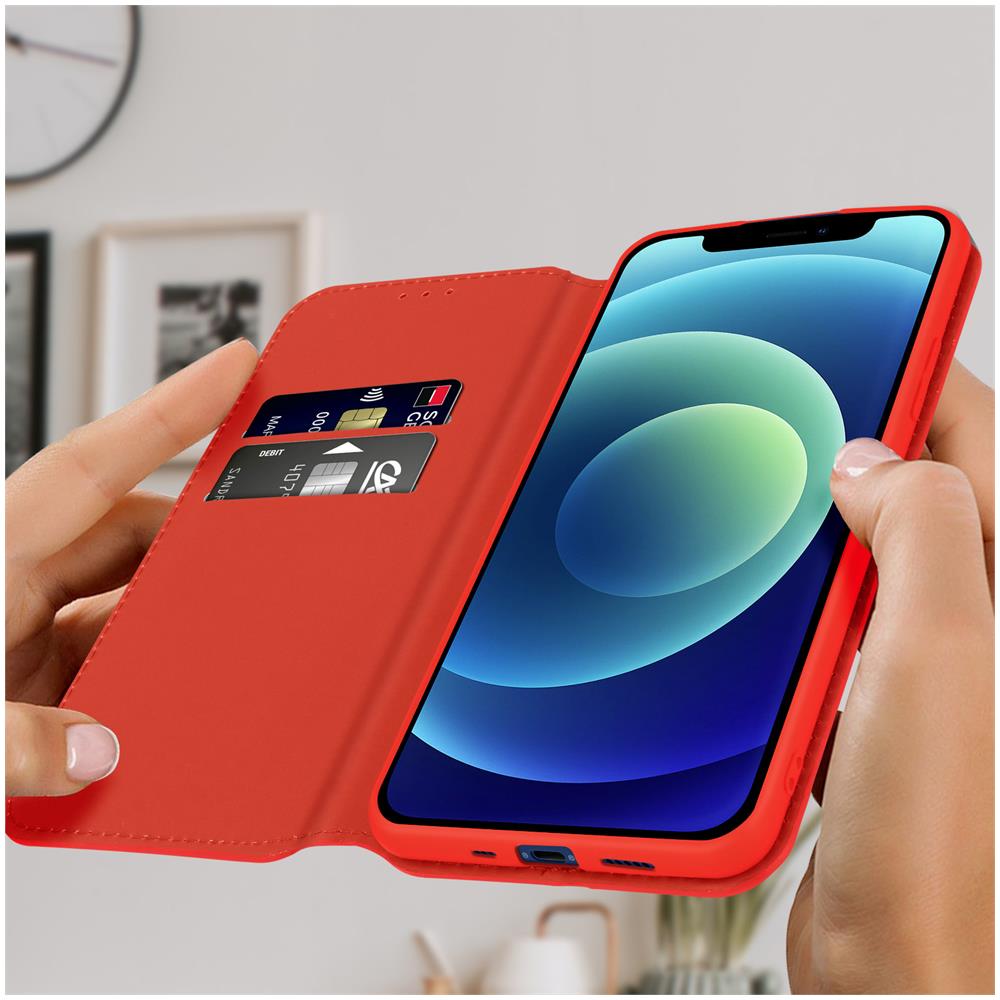 Custodia Folio Iphone 12 E 12 Pro Portafoglio Funzione Supporto Video Rossa - Foto 2