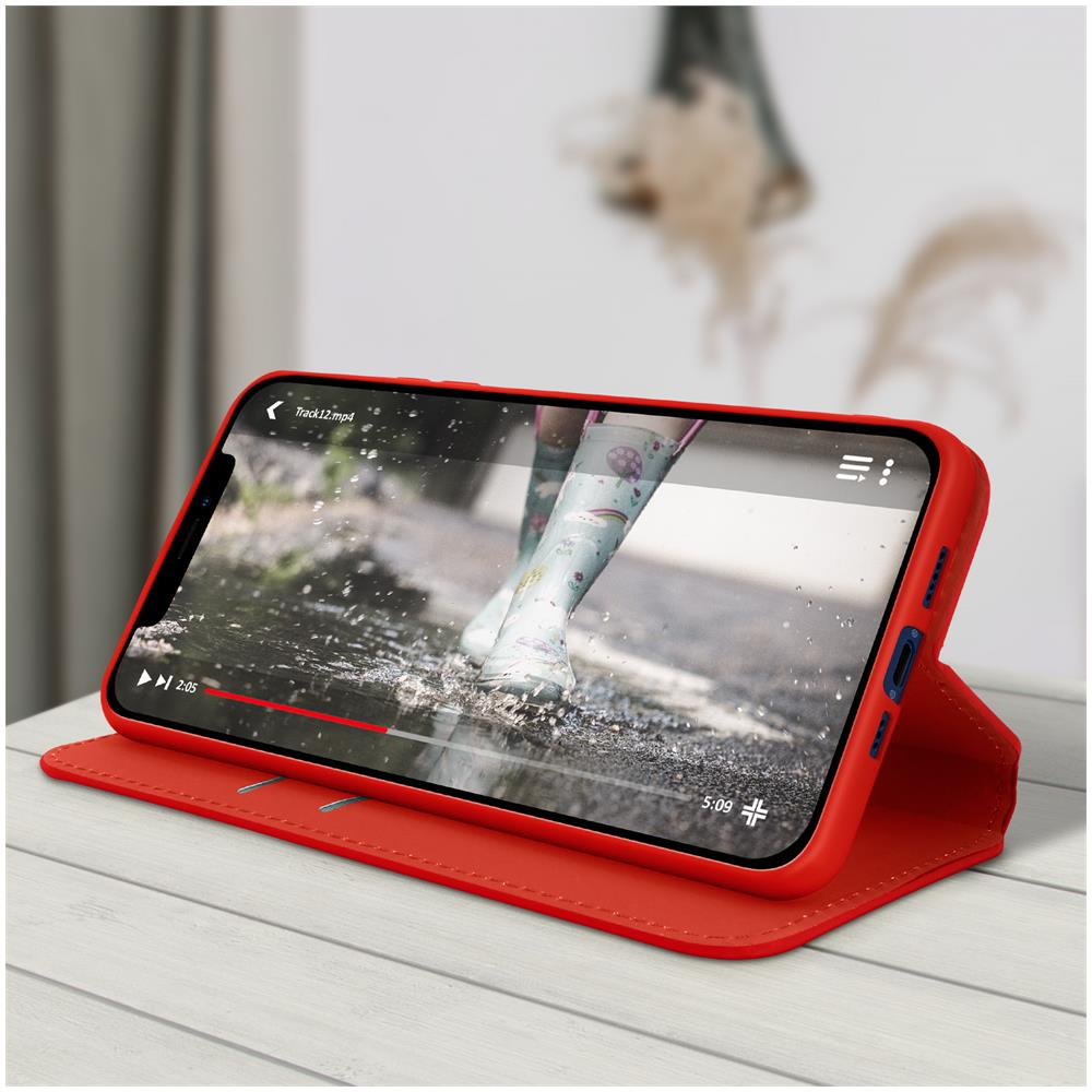 Custodia Folio Iphone 12 E 12 Pro Portafoglio Funzione Supporto Video Rossa - Foto 5