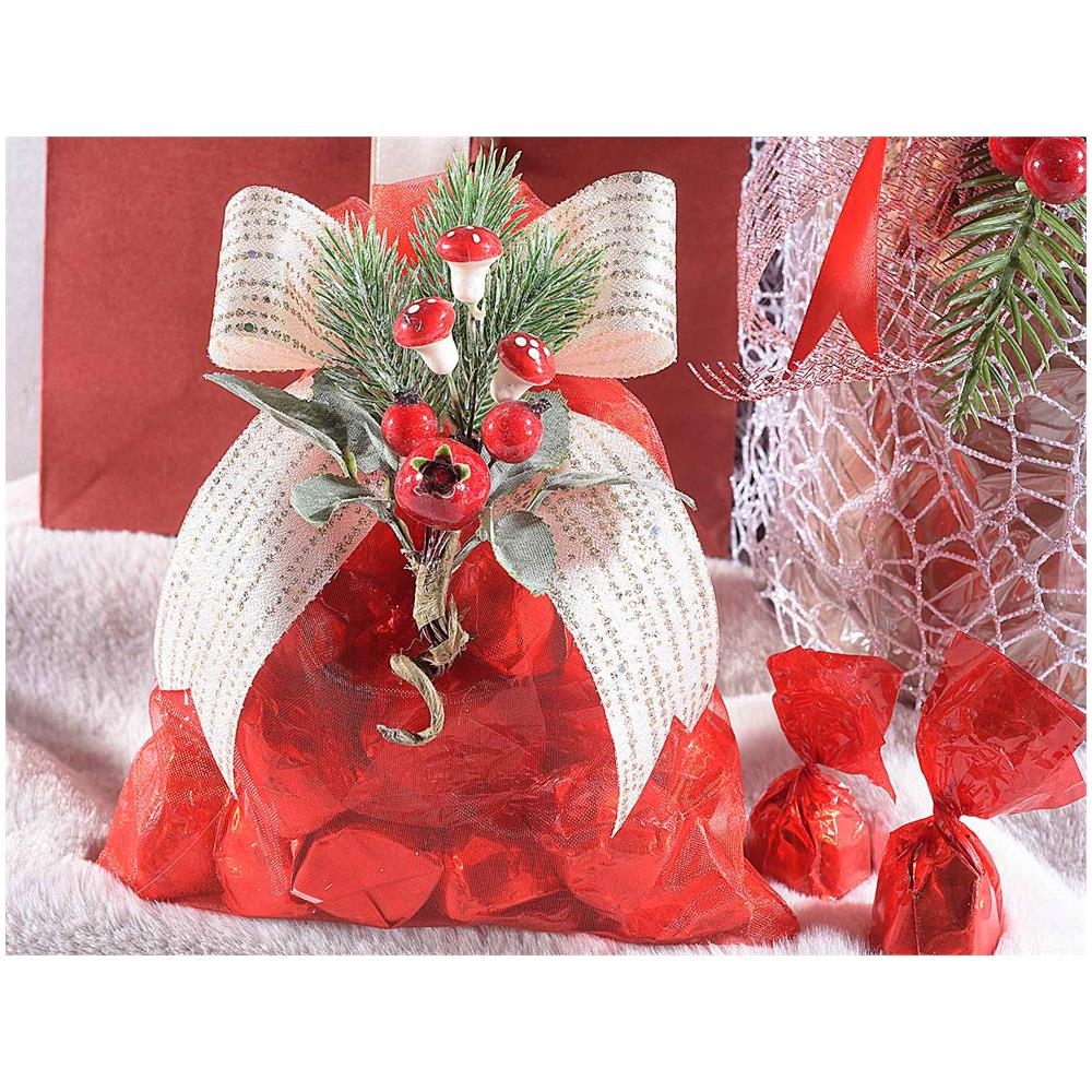 Mazzolini Di Pino Con Bacche Rosse Fiori Artificiali Natalizi Addobbi Per Albero Di Natale Decorazione Natalizia Chiudi Pacco - Foto 2