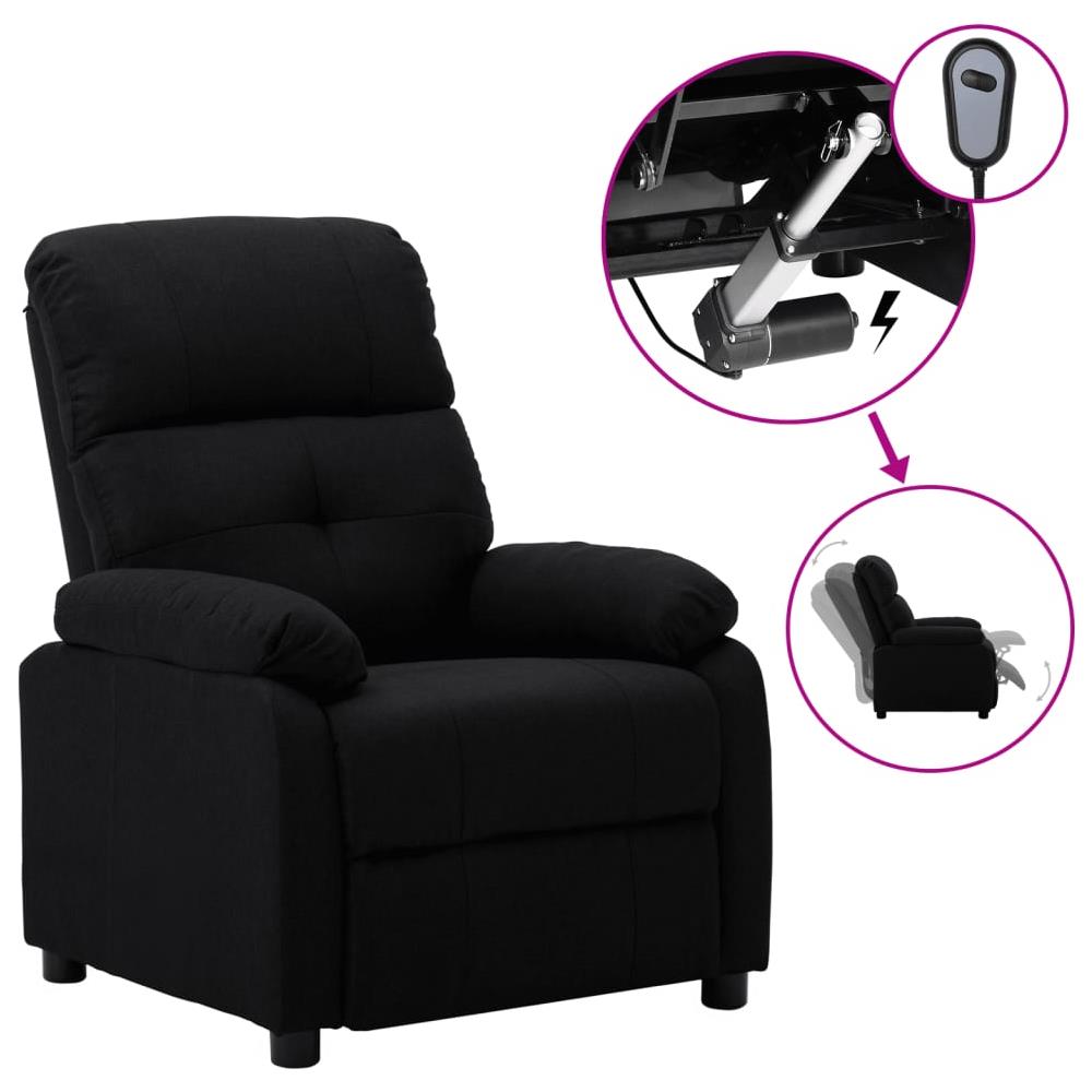 Poltrona Elettrica Reclinabile Nera in Tessuto - Foto 1