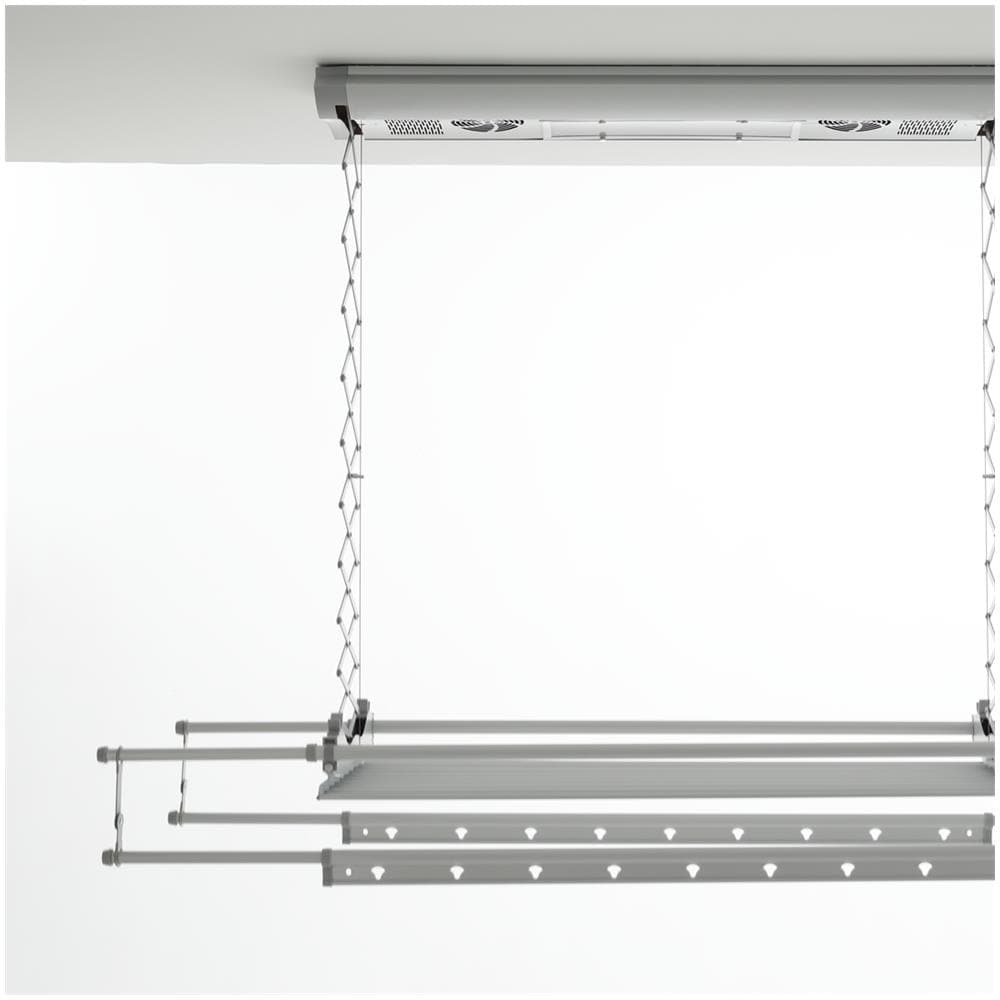 Stendibiancheria Elettrico, Stendino da Soffitto Telecomandato, stendibiancheria elettrico ventilato in Alluminio e Acciaio 122x57x30 cm, Air 120 - Foto 2