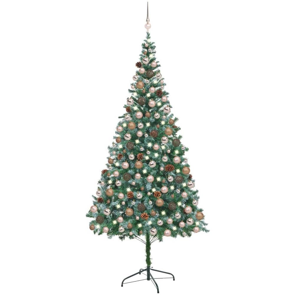 Albero di Natale Artificiale con Set Palline LED e Pigne 210 cm - Foto 1