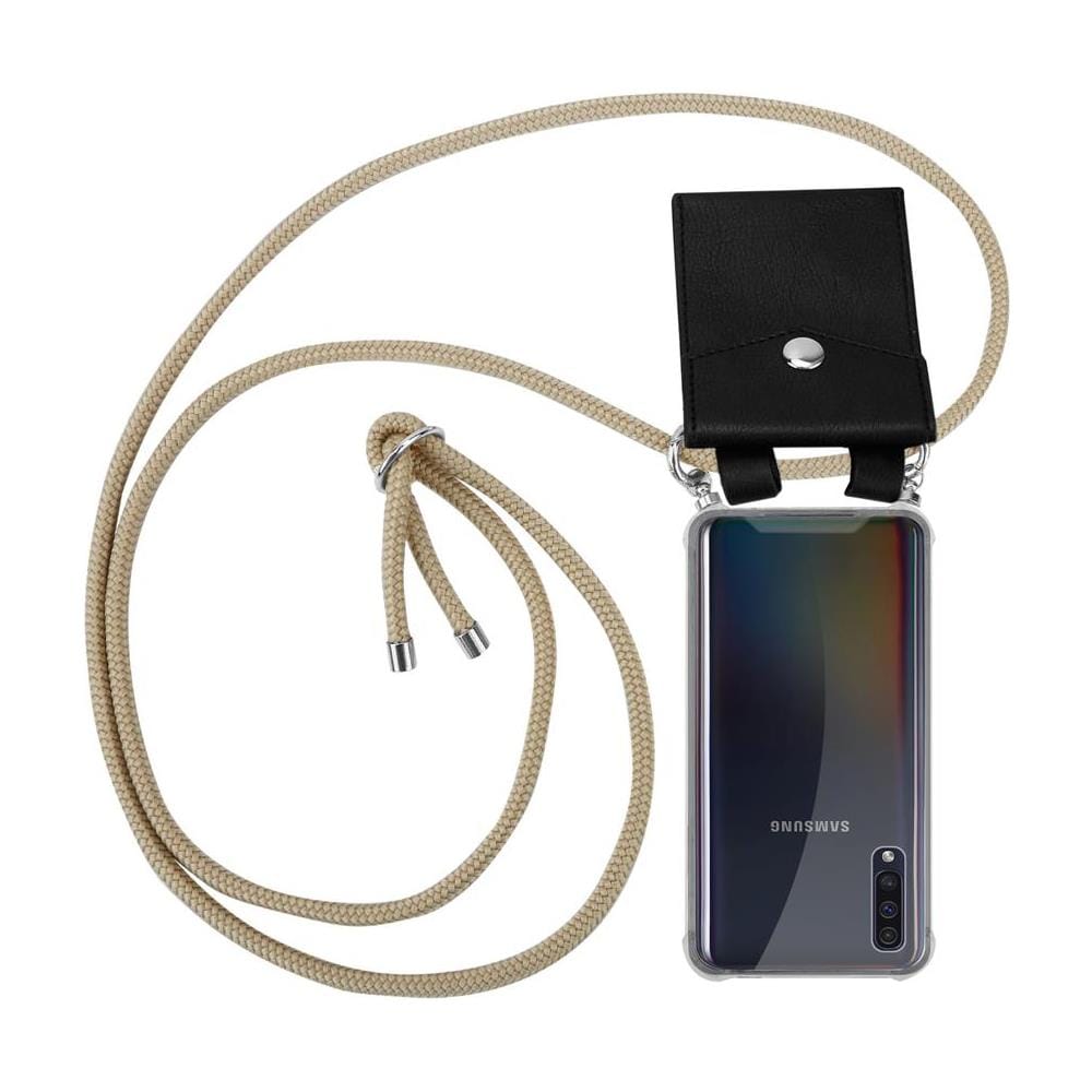 Catena Di Telefoni Cellulari Compatibile Con Samsung Galaxy A50 In Marrone Brillante - Coperchio Protettivo In Silicone Con Anelli D'argento, Cinturino In Corda E Custodia Staccabile - Foto 1