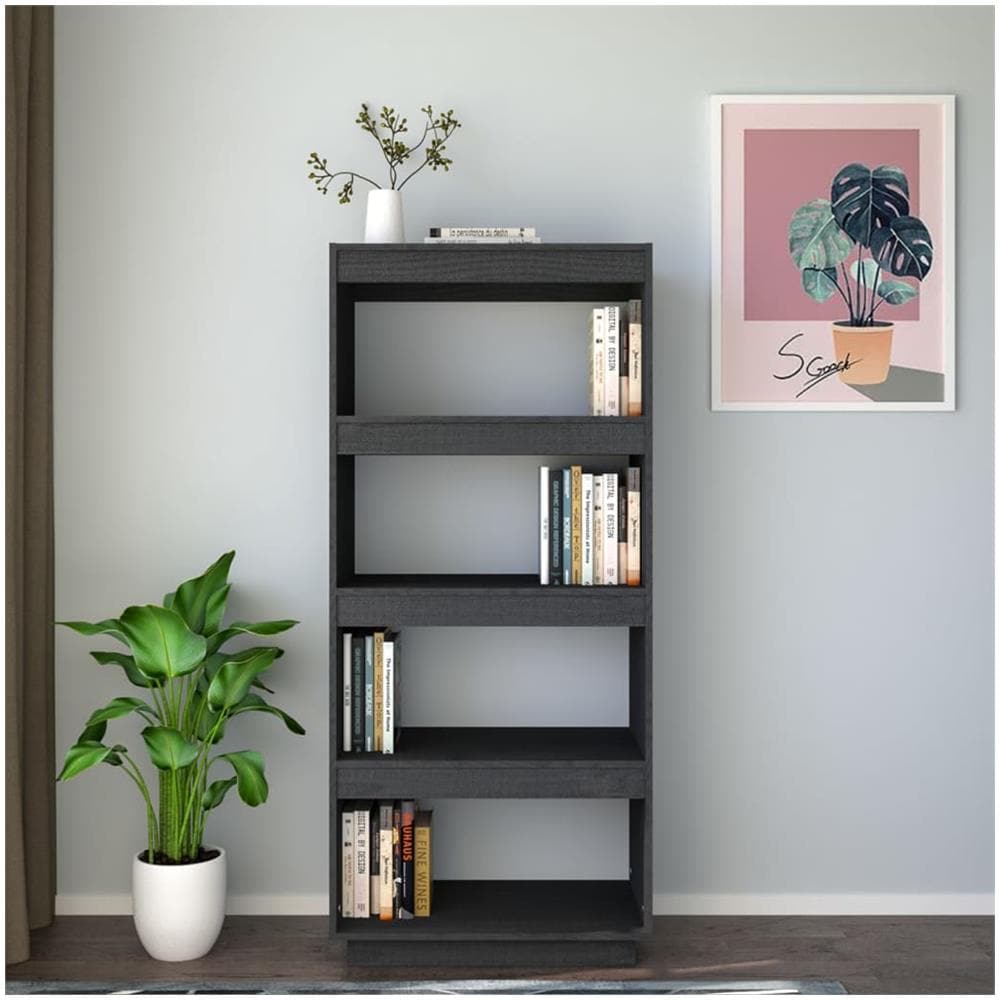 Libreria / divisorio Grigio 60x35x135cm In Legno Massello Di Pino - Foto 3