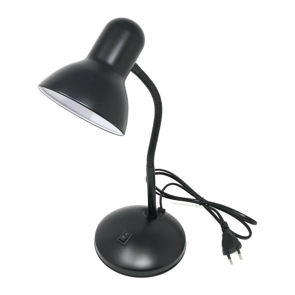 Lampada Lumetto Da Tavolo Scrivania Snodabile Lume Porta Lampadina E27 Nero - Foto 1