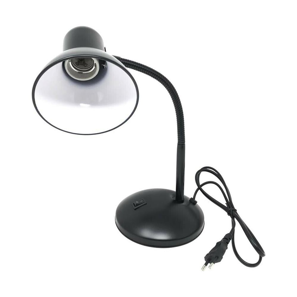 Lampada Lumetto Da Tavolo Scrivania Snodabile Lume Porta Lampadina E27 Nero - Foto 2