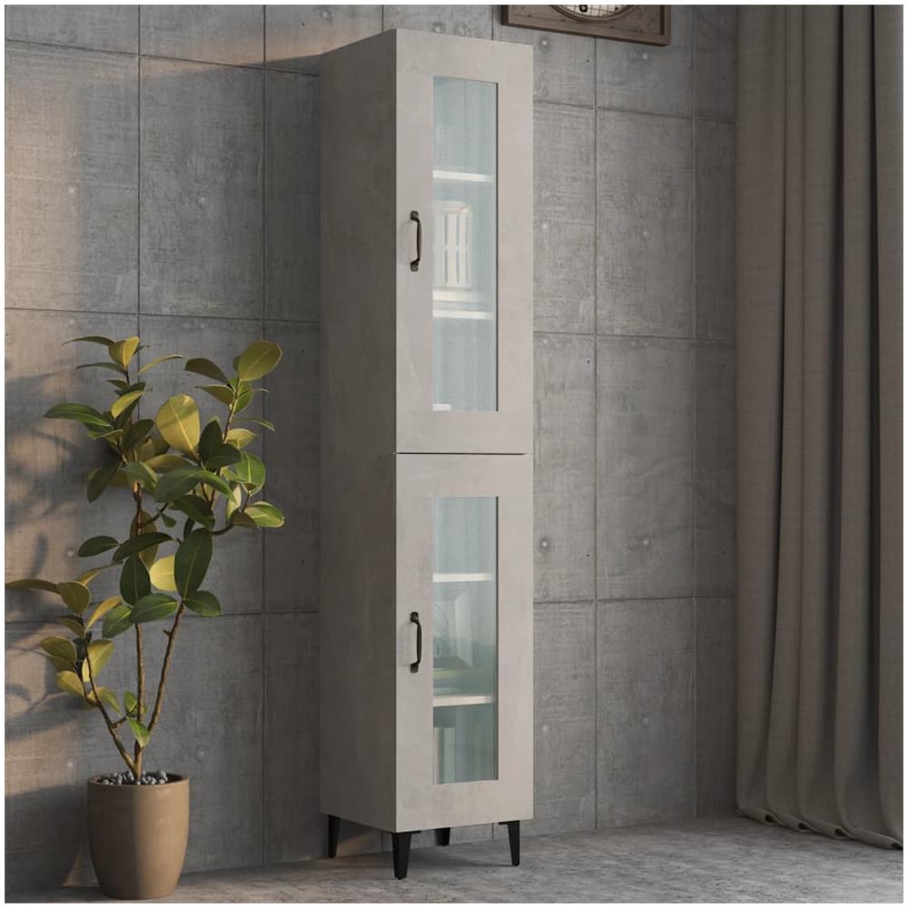 Armadietto Pensile A Parete Grigio Cemento 34,5x34x90 Cm - Foto 4