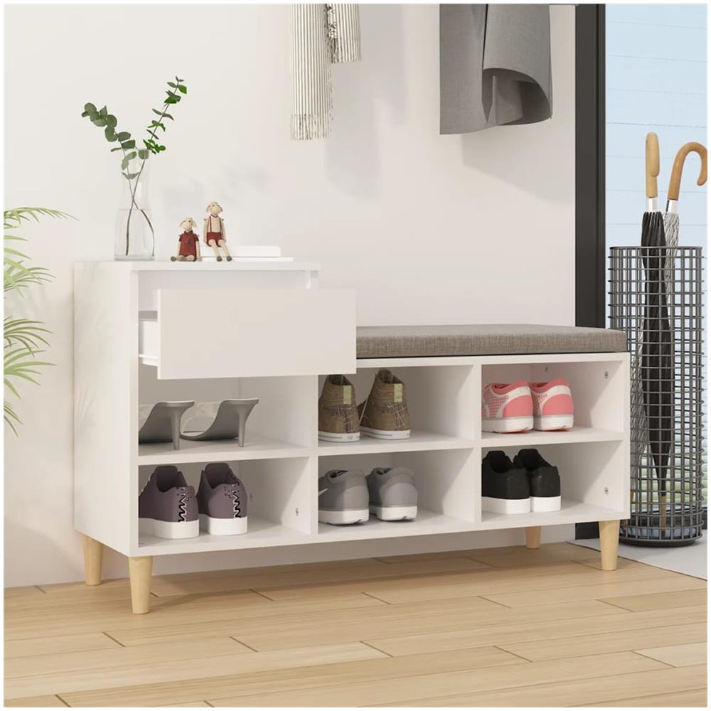 Scarpiera Bianca 102x36x60 Cm In Legno Multistrato - Foto 4