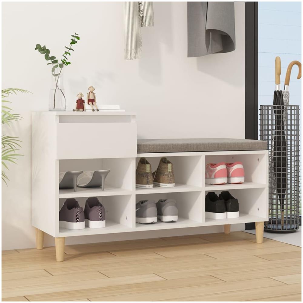 Scarpiera Bianca 102x36x60 Cm In Legno Multistrato - Foto 1