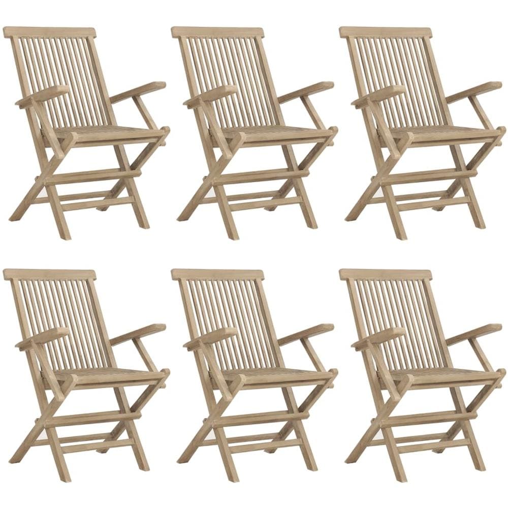 Sedie Giardino Pieghevoli 6pz Grigie 56x61x89 Cm Massello Teak - Foto 2