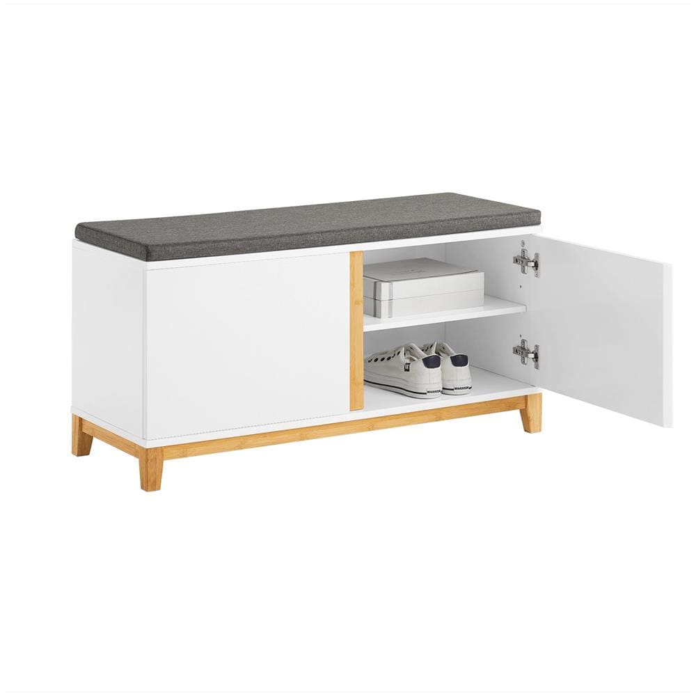 Panca Scarpiera Ingresso Con Seduta, Cassapanca Contenitore Con 2 Ante, 90x34x46cm Fsr117-w - Foto 1