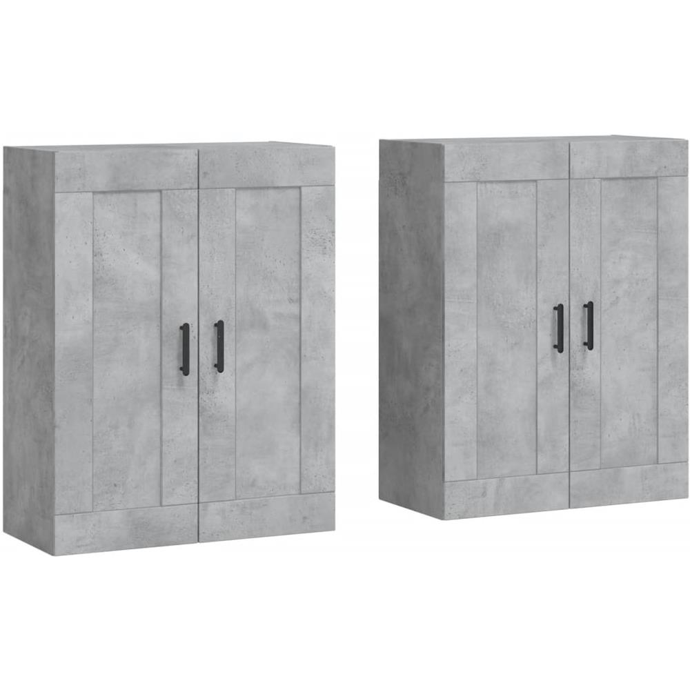 Armadietti A Parete 2 Pz Grigio Cemento In Legno Multistrato - Foto 2