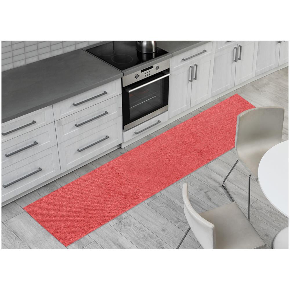 Tappeto Passatoia Con Retro Antiscivolo Disegno Tinta Unita Joychrist Rosso 50x400 Rosso - Foto 1