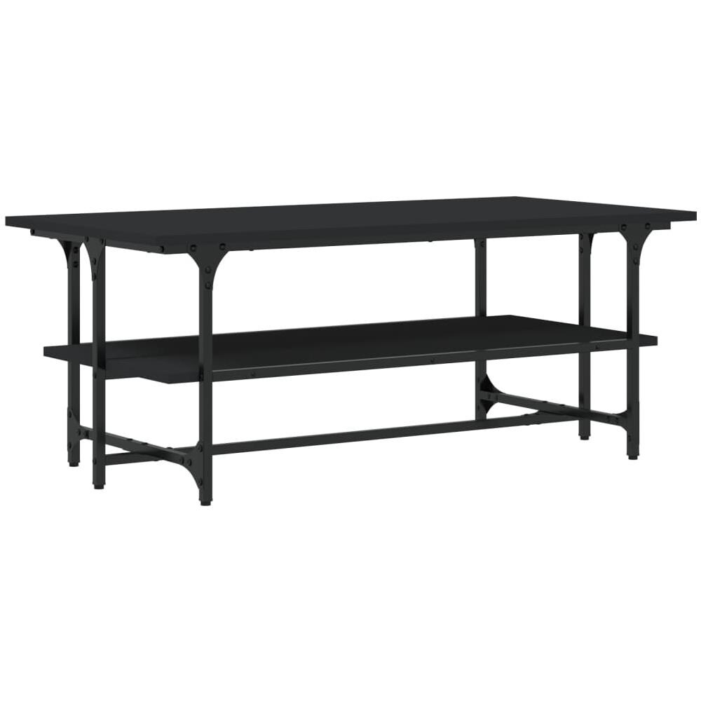 Tavolino Salotto Nero 100x50x40cm Legno Multistrato - Foto 2