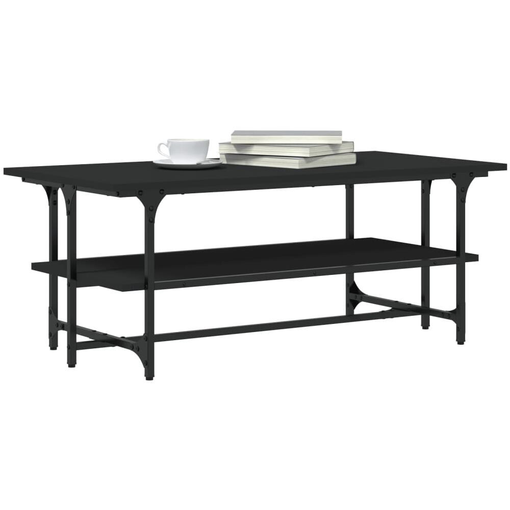 Tavolino Salotto Nero 100x50x40cm Legno Multistrato - Foto 3