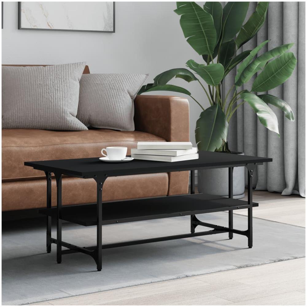 Tavolino Salotto Nero 100x50x40cm Legno Multistrato - Foto 1
