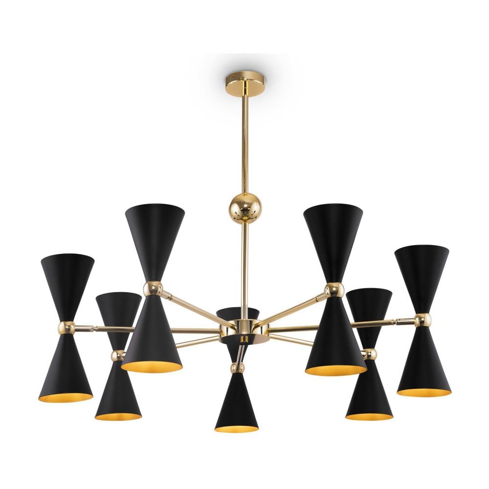 Lampadario Contemporaneo Vesper In Metallo Nero E Oro 14 Luci - Foto 1
