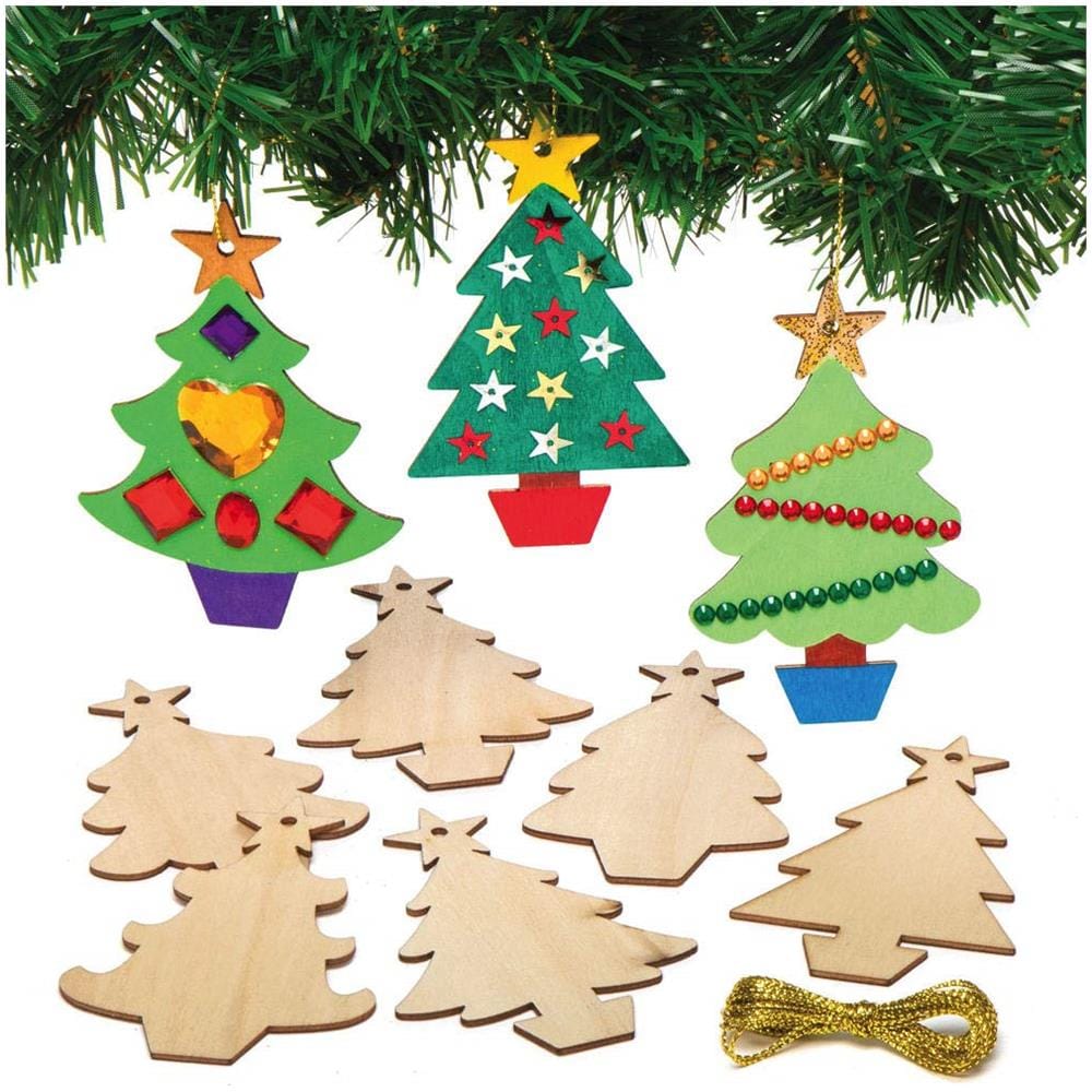 Decorazioni In Legno Per Albero Di Natale Ax425 - Confezione Da 12, Progetto Ideale Per Arti E Mestieri Per Bambini, Ideale Per La Scuola, Gruppi Di Artigianato E Lavori Domestici - Foto 1