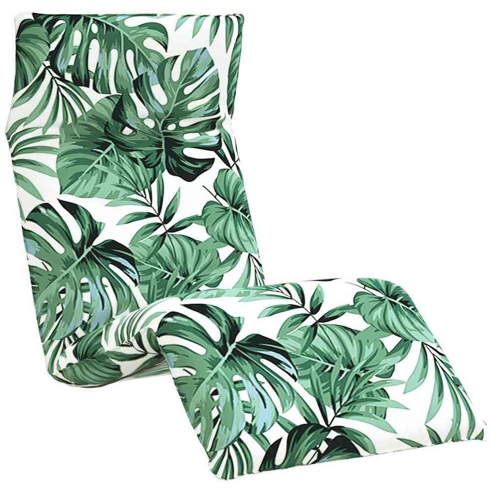 Lettino Pieghevole Motivo a Foglie 175x54x8,5 cm Tessuto Oxford - Foto 1