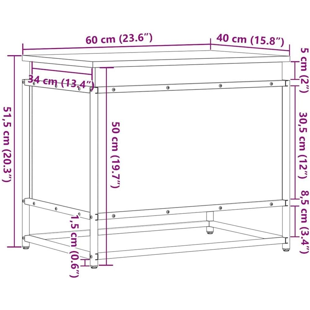 Contenitore con Coperchio Rovere Marrone 60x40x51,5 Truciolato - Foto 10