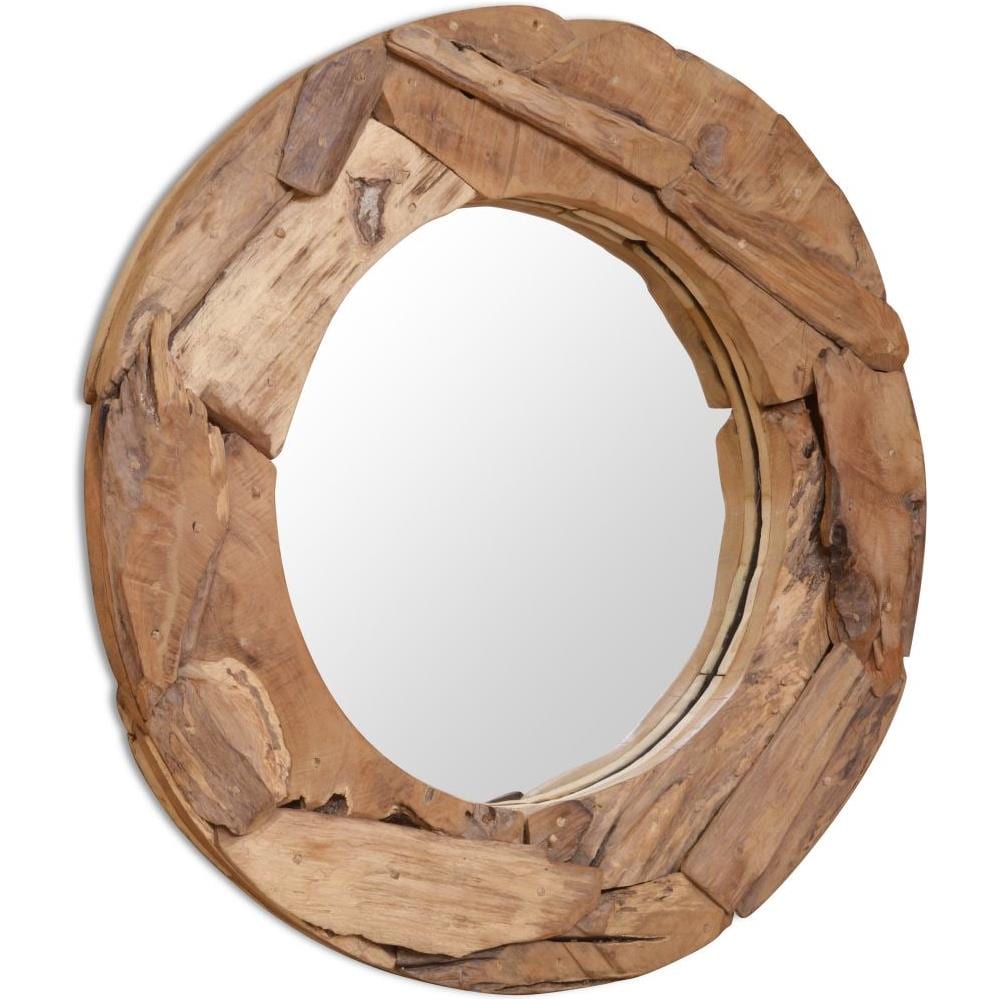 Specchio Decorativo In Legno Di Teak 80 Cm Rotondo - Foto 1
