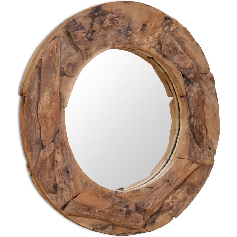 Specchio Decorativo In Legno Di Teak 80 Cm Rotondo - Foto 2