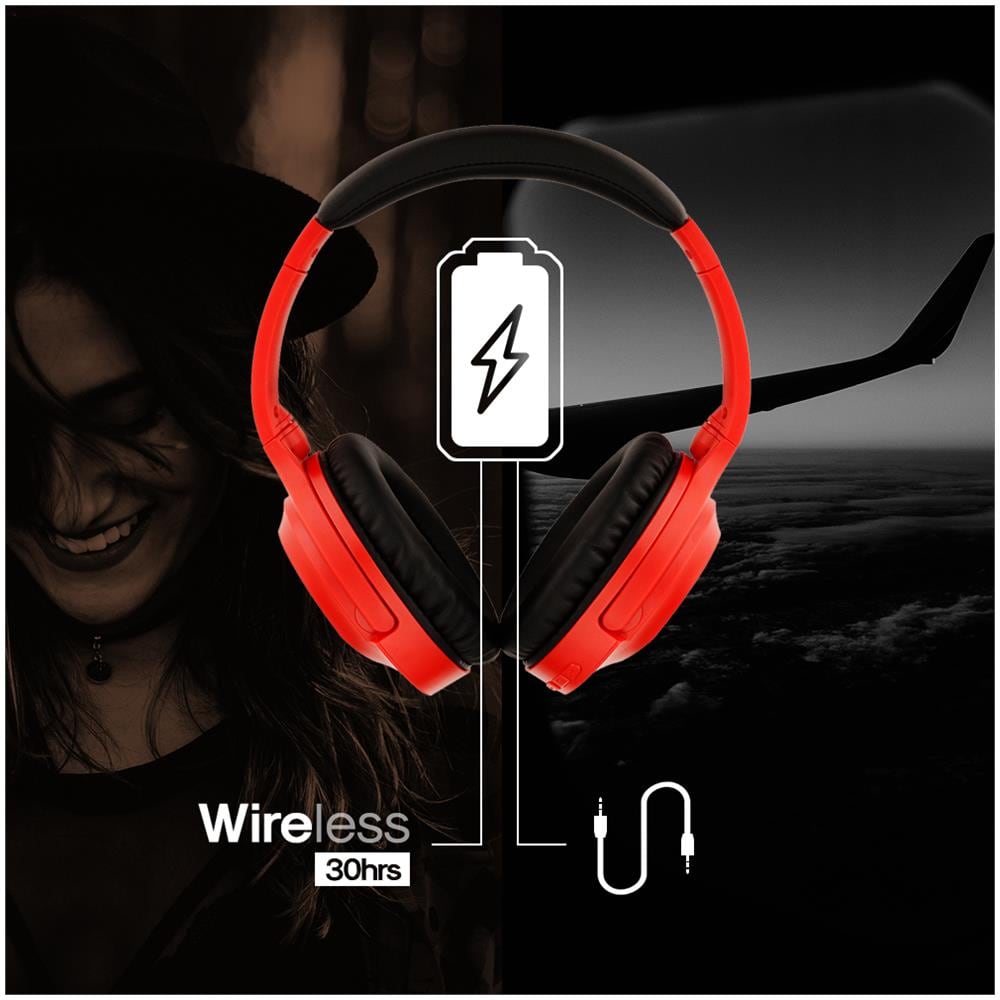 P4 Cuffie Bluetooth, Nero / rosso - Foto 2