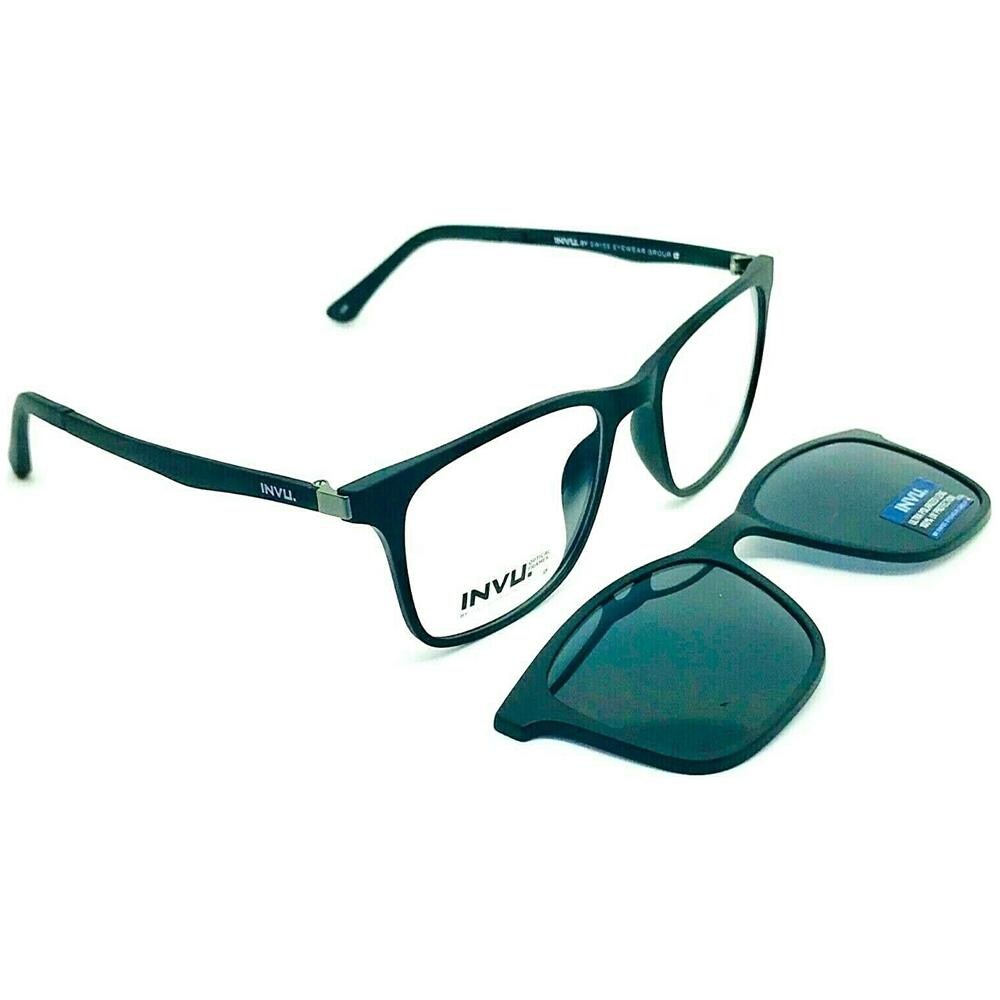 INVU. By Swiss Eyewear Group - Invu. Montatura Uomo Con Clip-on Da Sole A  Calamita Polarizzato Mod. G4000b - ePRICE