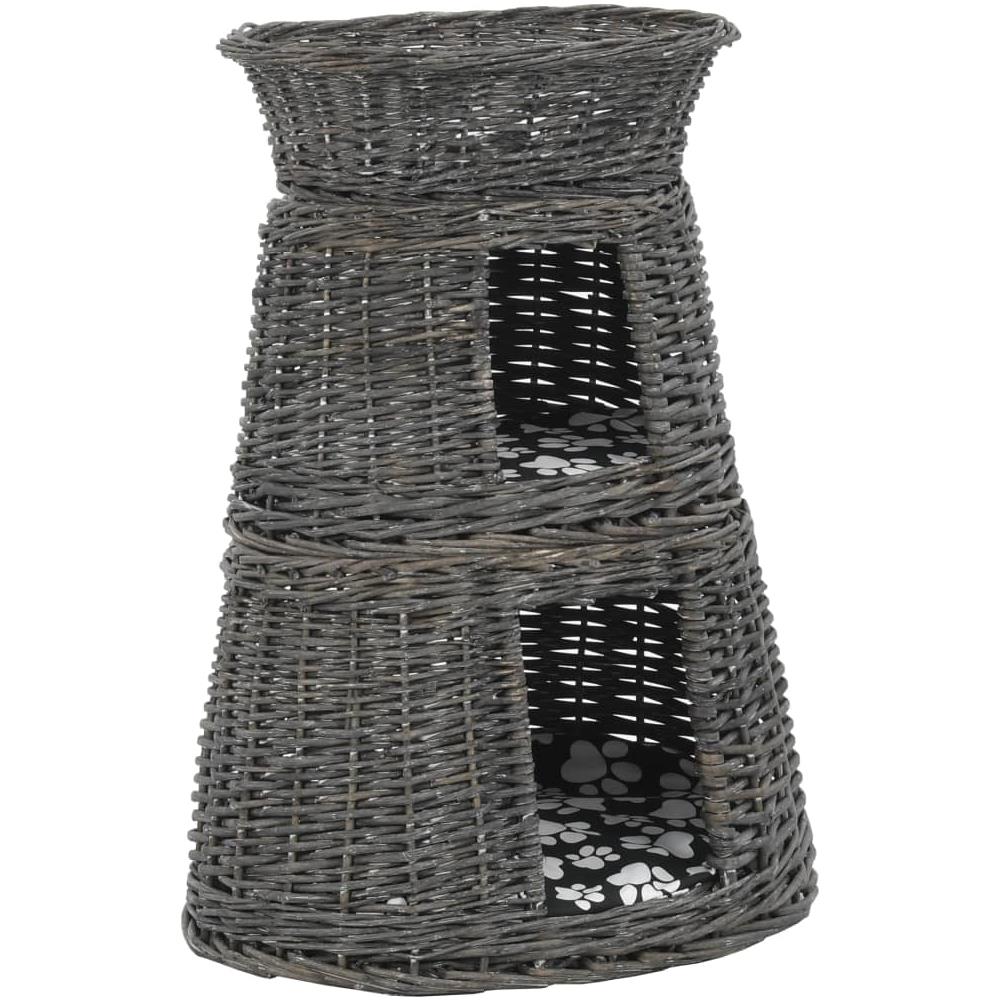 Ceste Gatti Con Cuscini Grigio 3pz 47x34x60cm Salice Naturale - Foto 2