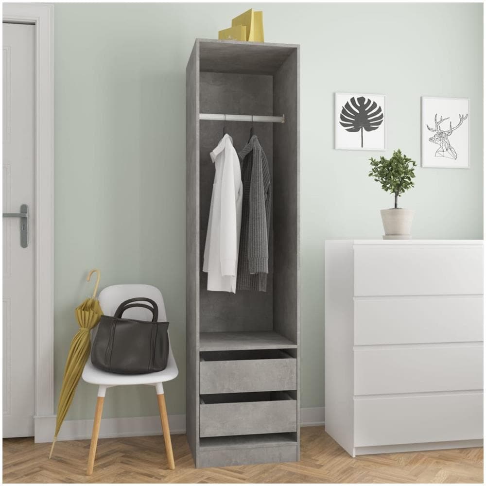 Armadio Cassetti Grigio Cemento 50x50x200 cm Legno Multistrato - Foto 1