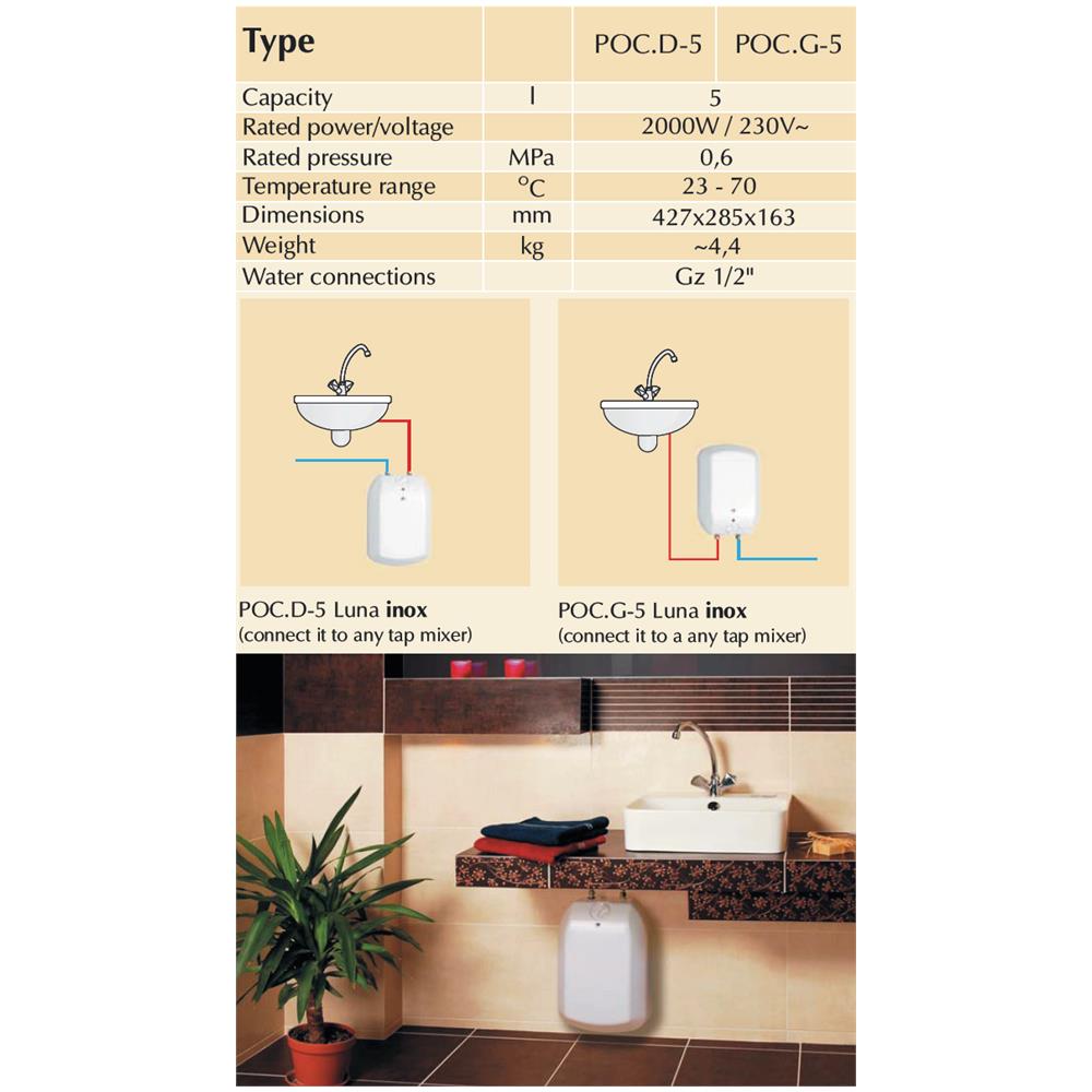 Sotto Il Lavello Della Cucina Bagno Elettrico Capacit 5l Istantanea Riscaldatore Di Acqua Calda - Foto 2