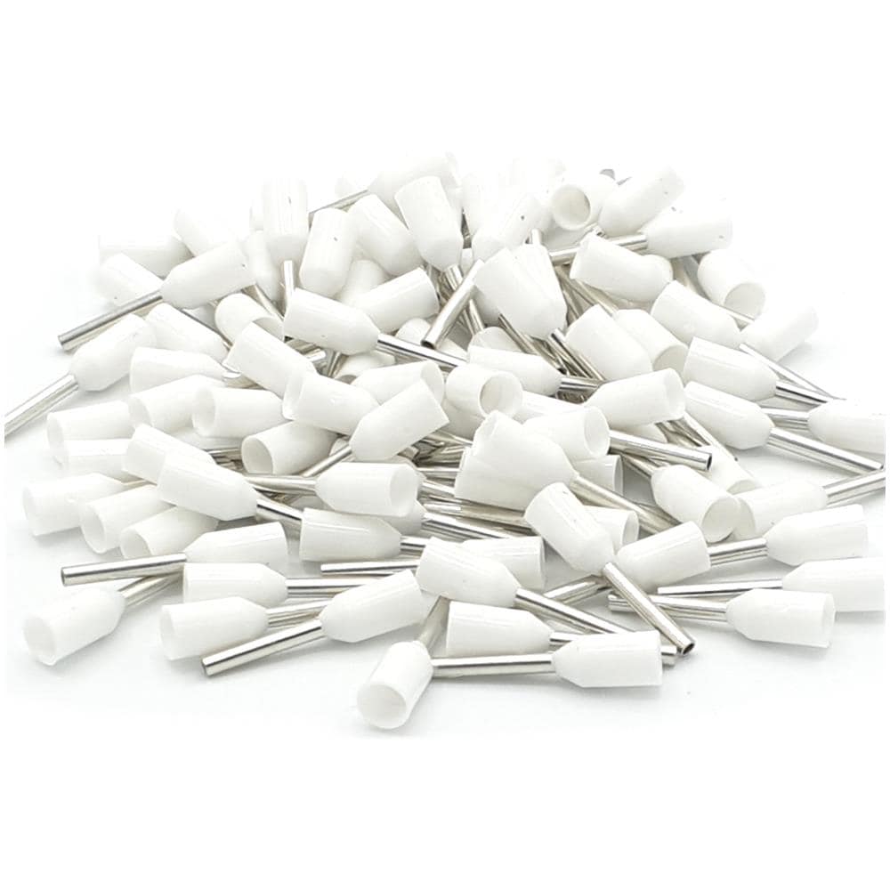 100 X 0.5mm2 Bianco Singolo Cavo Crimpare Capocorda - Foto 1