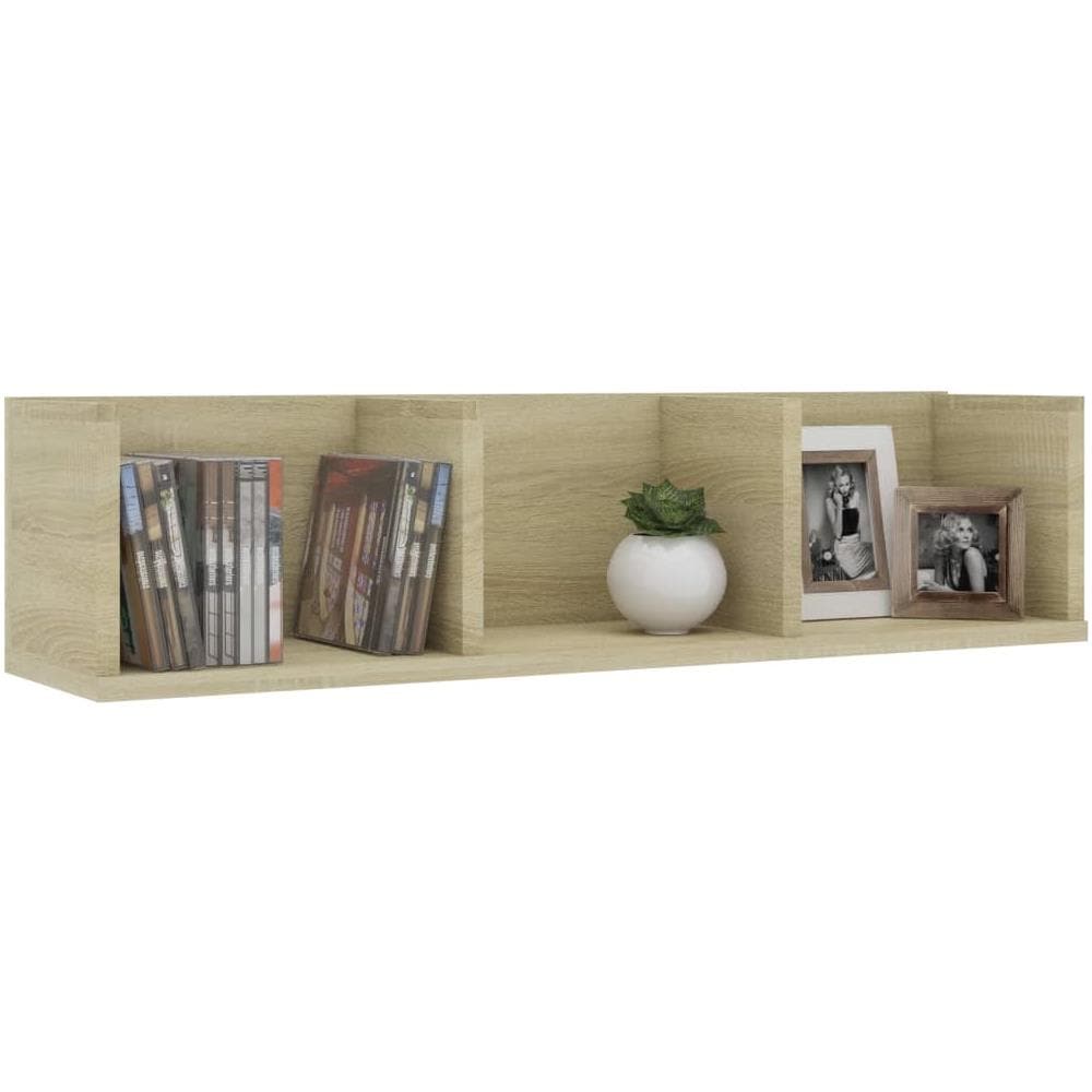 Scaffale Porta CD a Parete Rovere Sonoma 75x18x18cm Multistrato - Foto 2