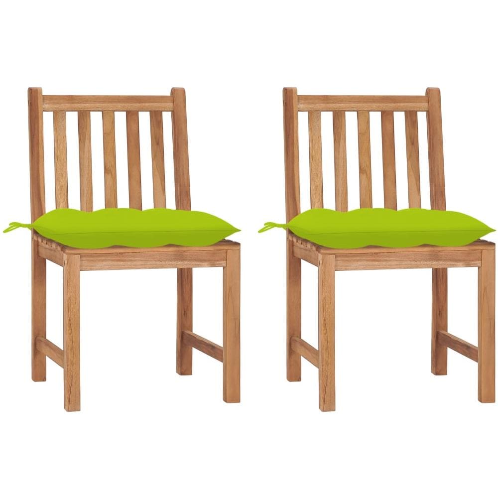 Sedie Da Giardino 2 Pz Con Cuscini In Legno Massello Di Teak - Foto 1