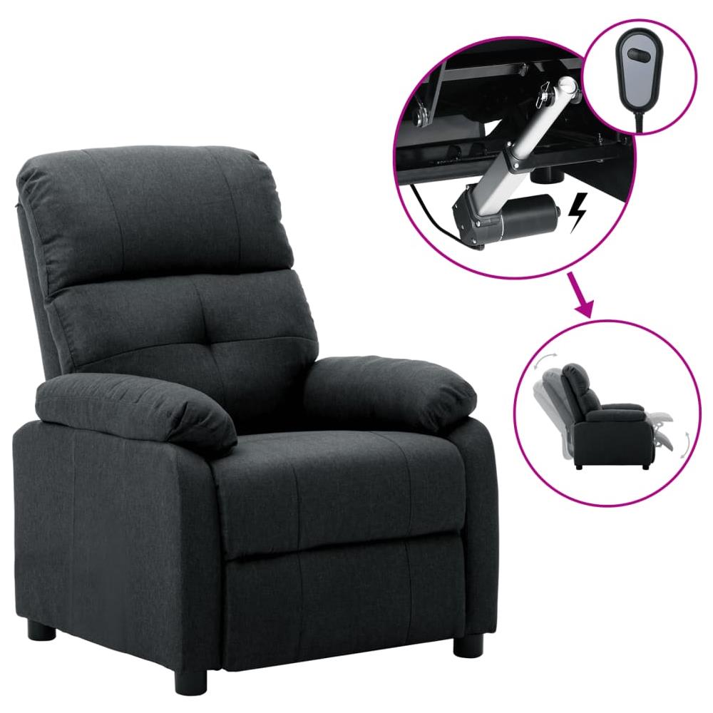 Poltrona Elettrica Reclinabile Grigio Scuro in Tessuto - Foto 1
