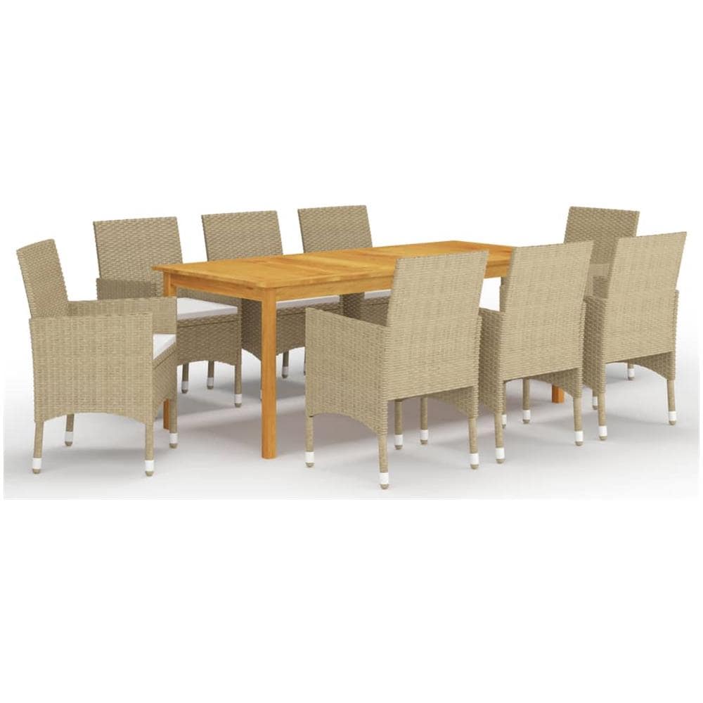 Set da Pranzo da Giardino 9 pz Beige - Foto 1