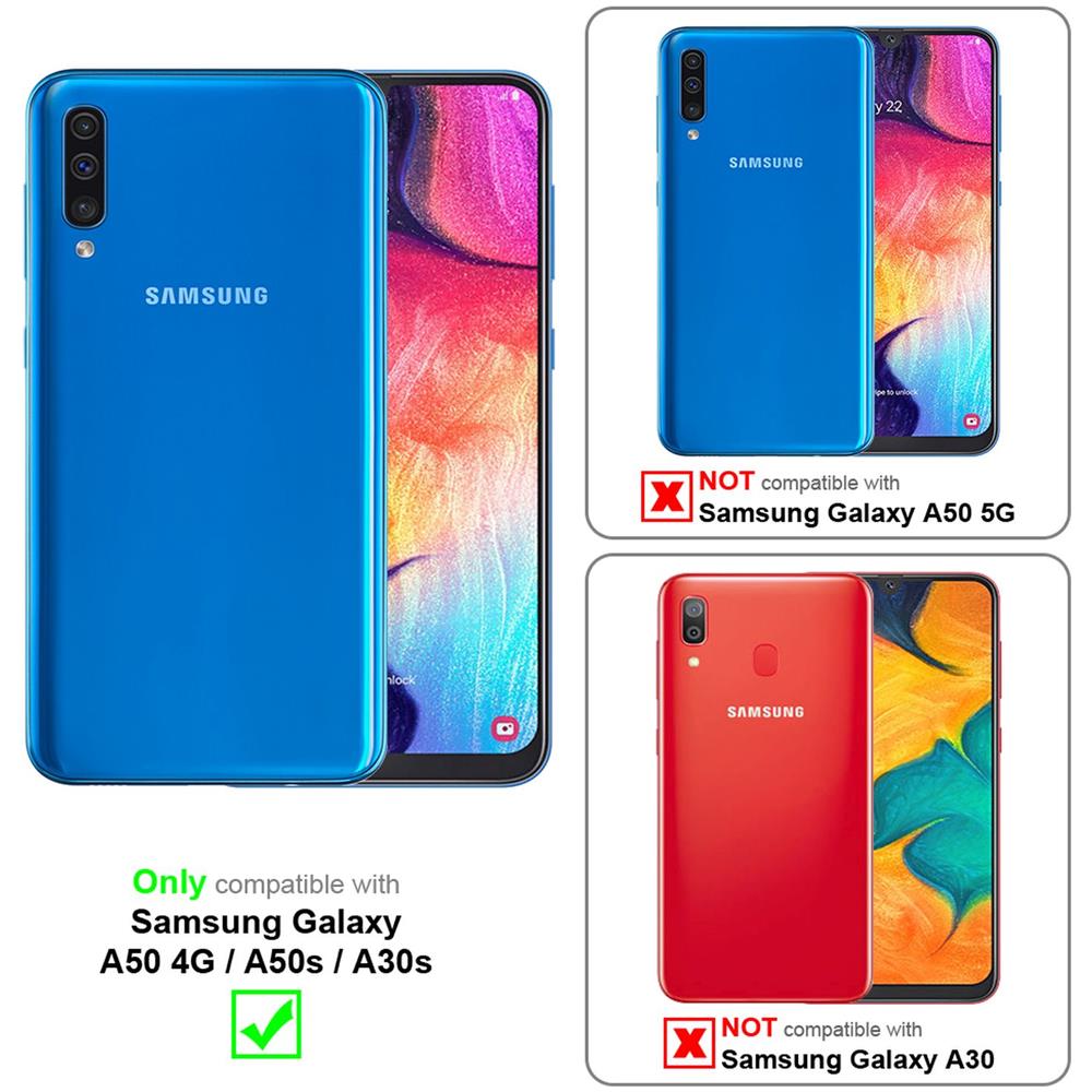 Catena Di Telefoni Cellulari Compatibile Con Samsung Galaxy A50 In Blu Rosso Bianco À Pois - Coperchio Protettivo In Silicone Con Anelli D'argento, Cinturino In Corda E Custodia Staccabile - Foto 2