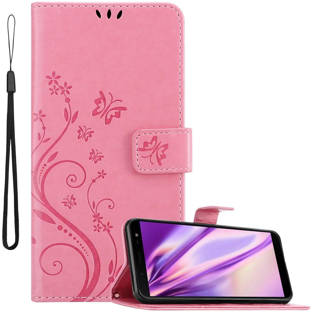 Cadorabo Custodia Compatibile Con Samsung Galaxy J6 2018 In Rosa Fiore - Coperchio Protettivo In Design Floreale Con Chiusura Magnetica, Funzione Stand E Slot Per Carte - Foto 1