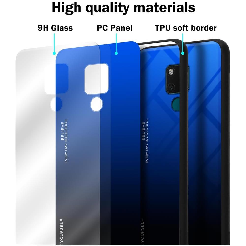 Cadorabo Custodia Compatibile Con Huawei Mate 20 In Blu - Nero - Coperchio Protettivo Bicolore In Vetro Temperato E Silicone Tpu - Foto 7