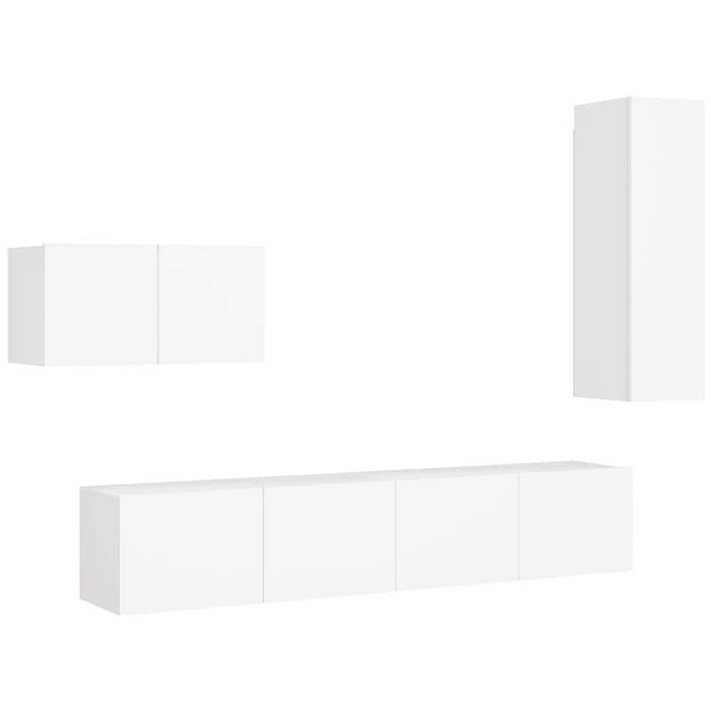 Set Mobili Porta TV 4 pz Bianco in Legno Multistrato - Foto 1