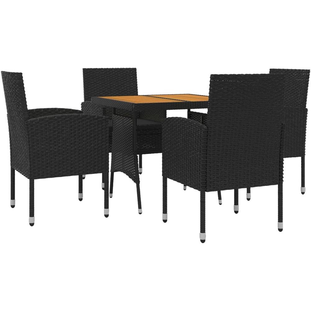 Set Da Pranzo Per Giardino 5 Pz In Polyrattan Nero - Foto 2