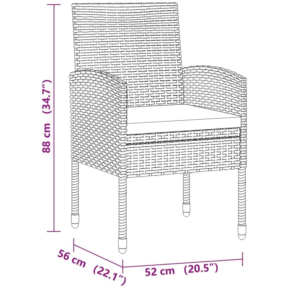 Set Da Pranzo Per Giardino 5 Pz In Polyrattan Nero - Foto 7