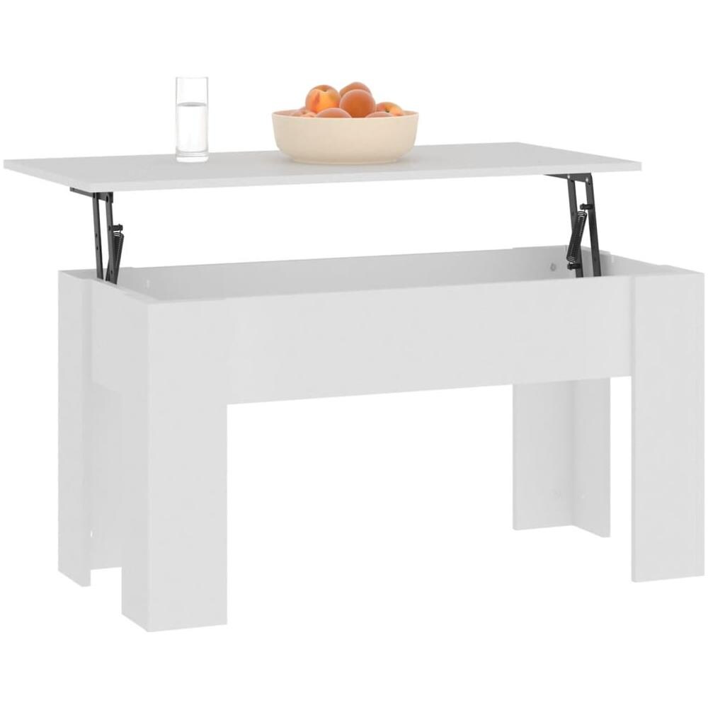Tavolino Da Salotto Bianco 101x49x52 Cm In Legno Multistrato - Foto 7