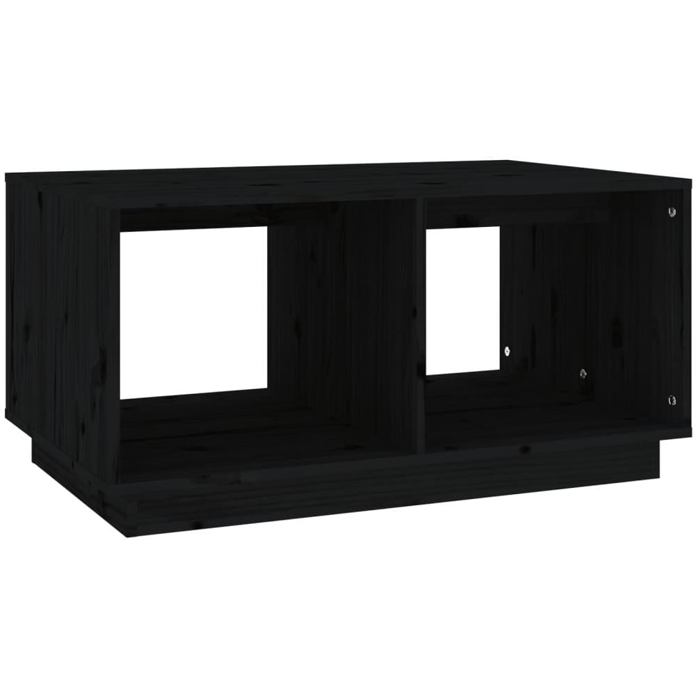Tavolino Da Salotto Nero 80x50x40 Cm Legno Massello Di Pino - Foto 2