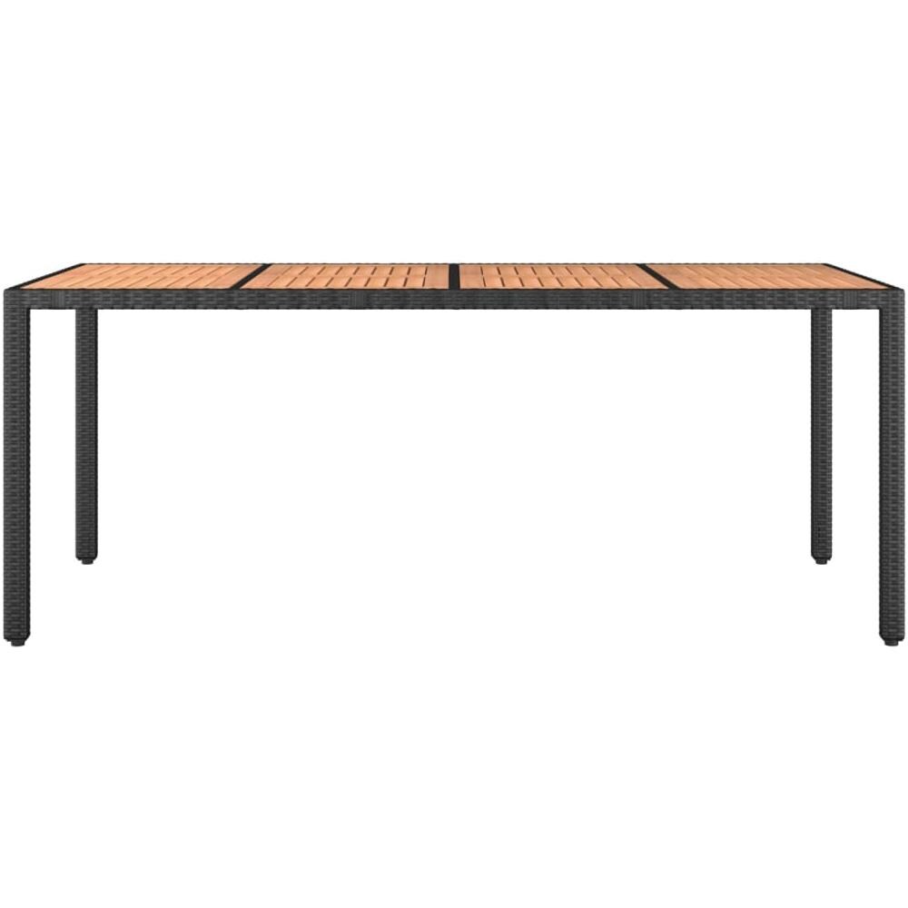 Tavolo Da Giardino Piano Legno Nero Polyrattan Massello Acacia - Foto 3