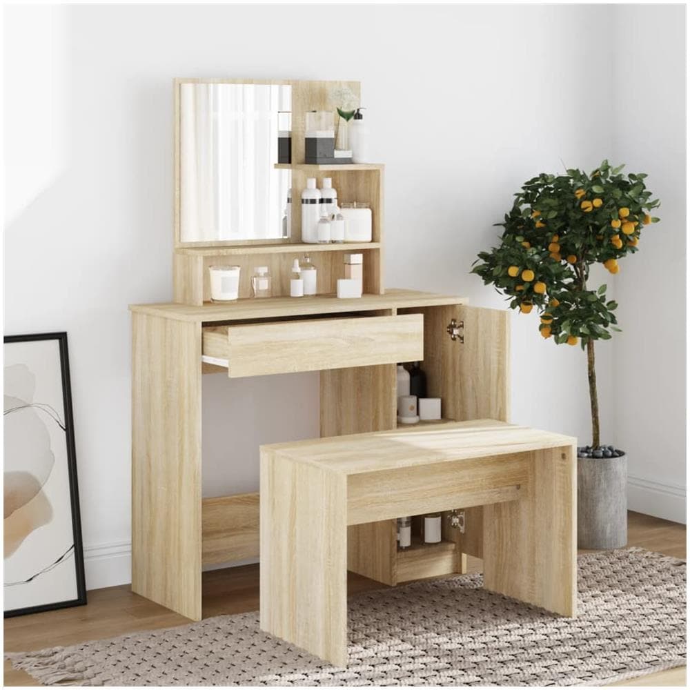 Set Tavolo Da Toeletta Rovere Sonoma 86,5x35x136 Cm - Foto 1