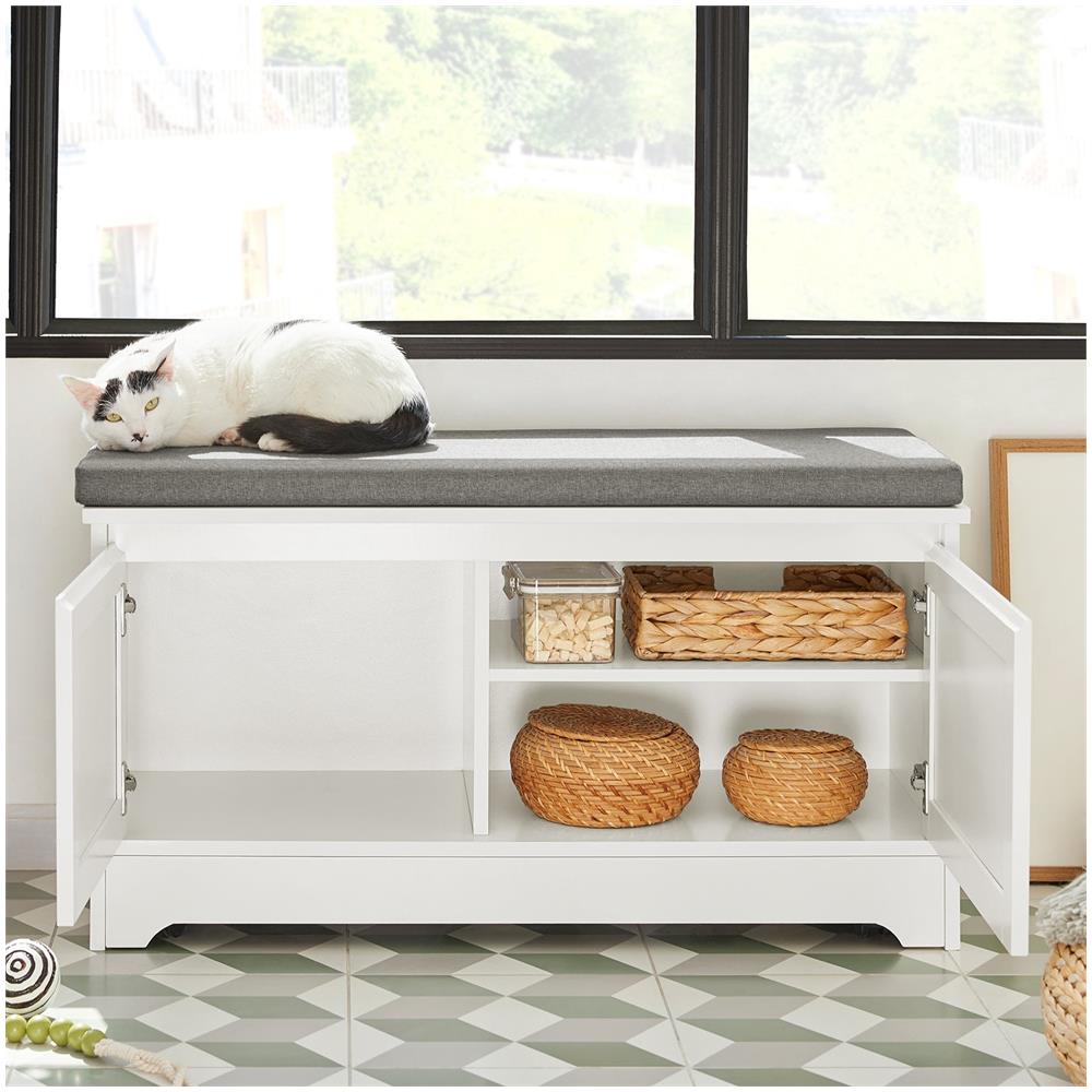 Cuccia Per Gatti Con Ciotola Per Gatti In Acciaio Inossidabile Panca Con Seduta Casetta Per Gatti Bianco 90x36x44cm Fsr136-w - Foto 7