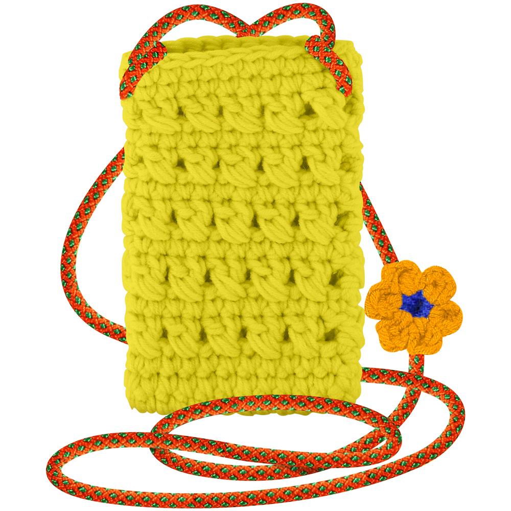 Borsetta A Tracolla All'uncinetto Per Smartphone, Fiore Serie Flowerweave Gialla - Foto 1